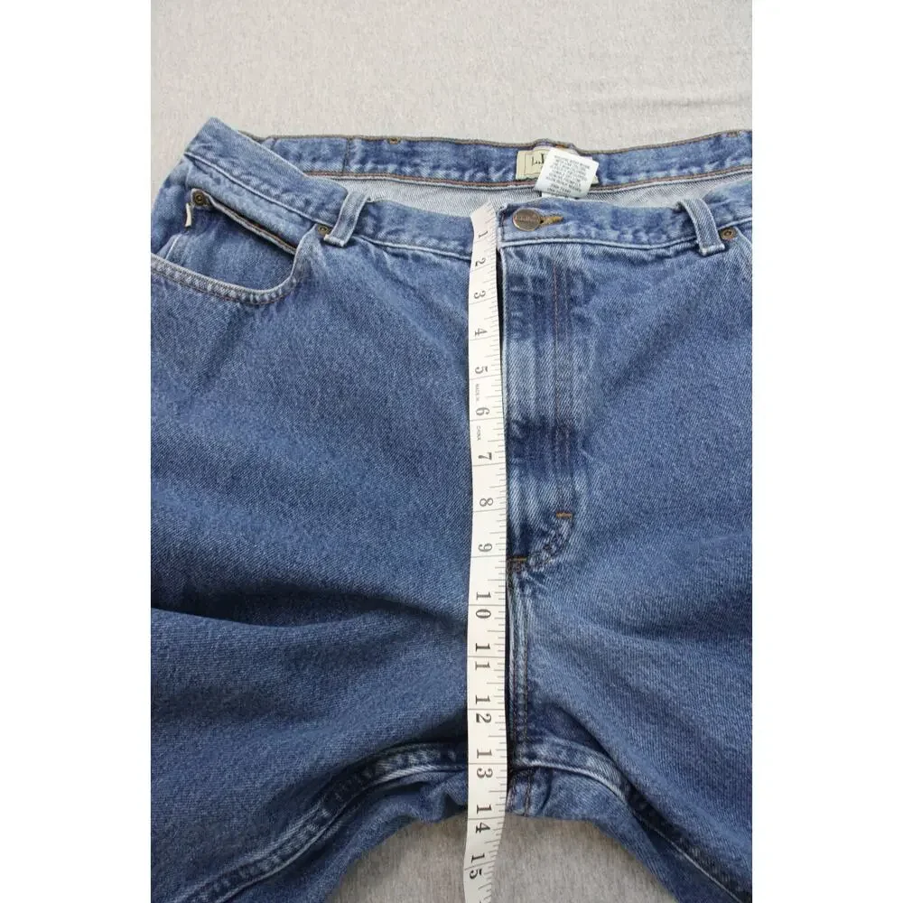LL Bean Jeans Mens 42 X 34 Blue 100% Cotton Classic Fit Straight Leg